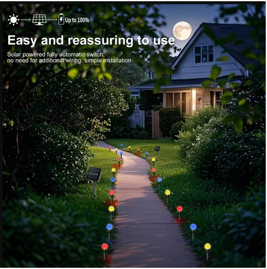 Solar LED Stake Lights – Multi-Coloured 20 Ball Outdoor Garden & Path Lighting