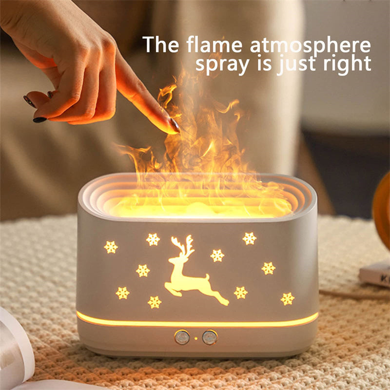 Elk Flame Humidifier Diffuser – Silent Household Atmosphere Lamp, Christmas Home Decoration