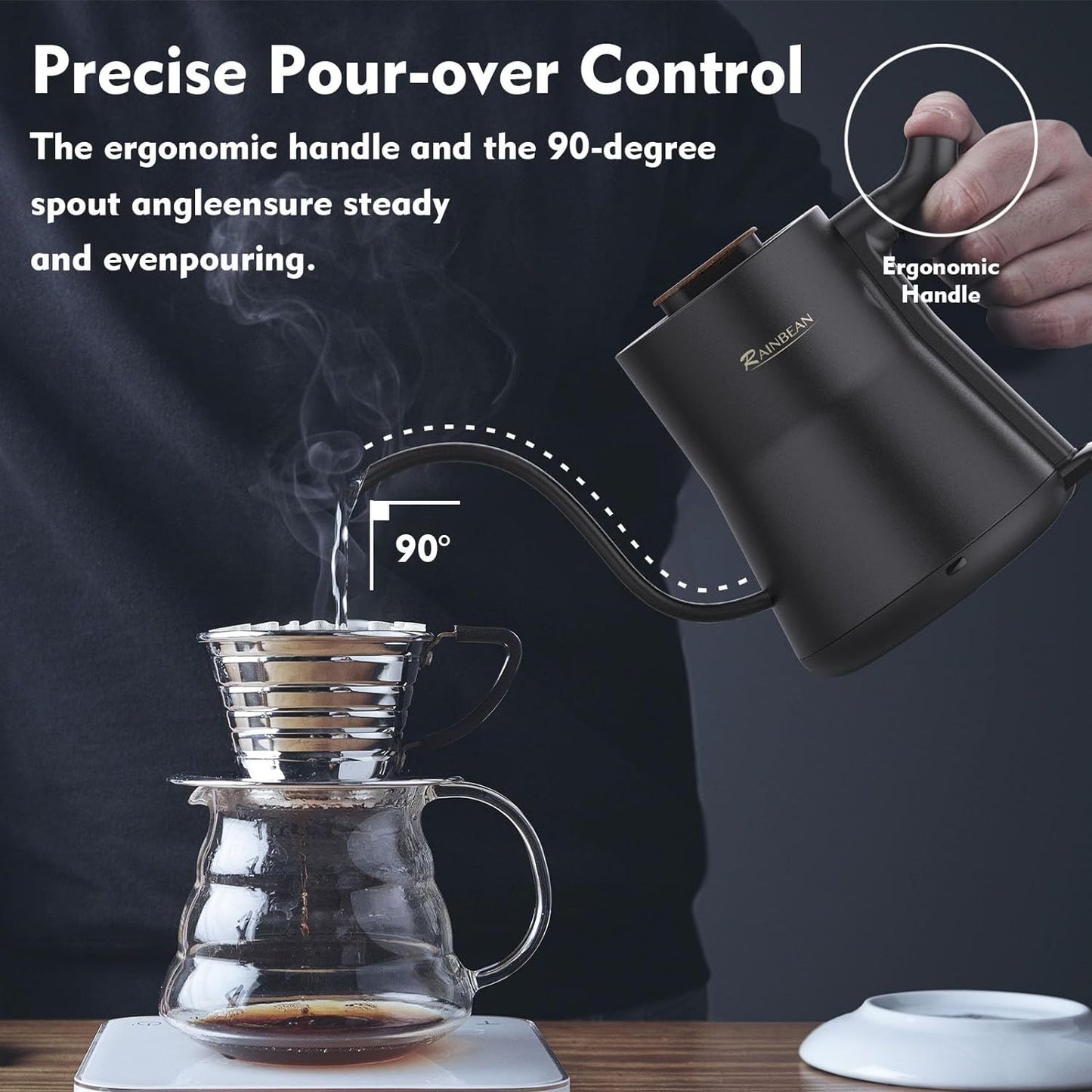 Gooseneck Electric Kettle – Stainless Steel Pour Over Coffee & Tea Kettle with Auto Shutoff