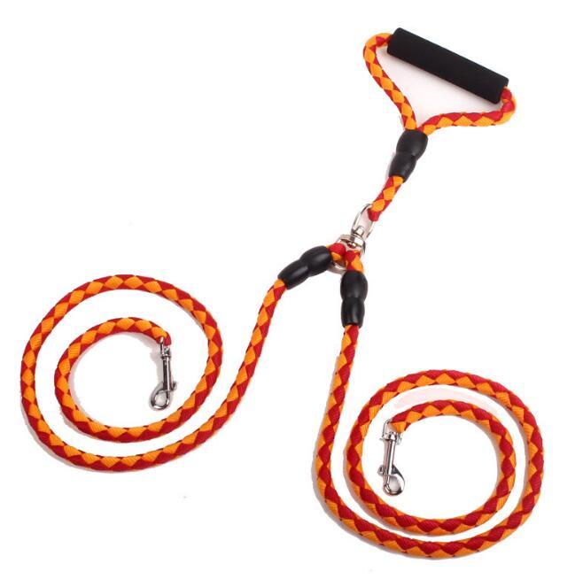 Double-Ended Dog Leash – One Plus Two Traction Rope with Collar for Walking Dogs