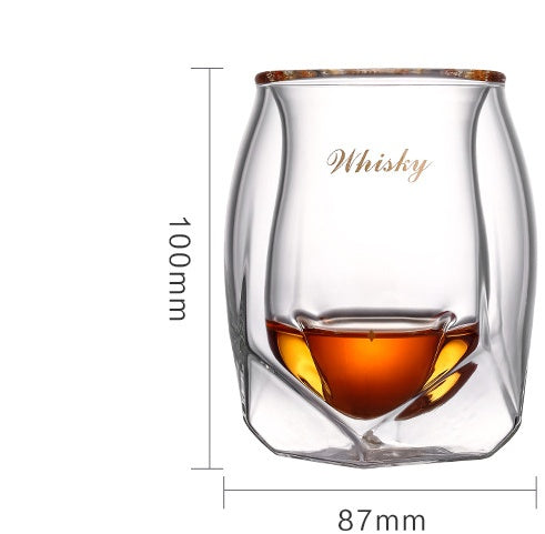 Whiskey Glass – Handmade Double-Walled Borosilicate Crystal Cup (180ml)