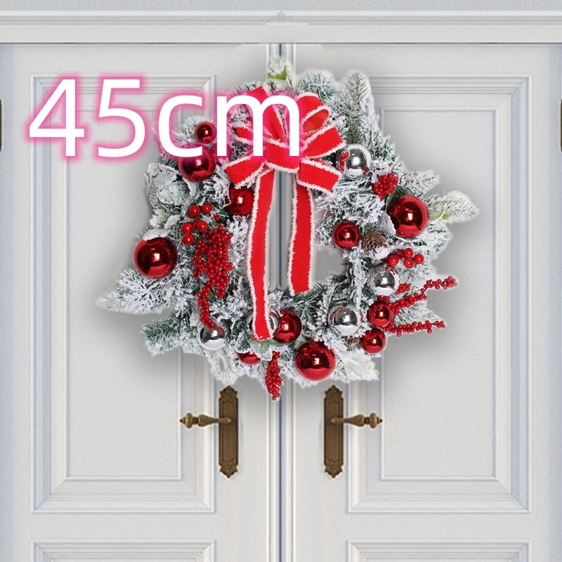 New Red Flocking Christmas Wreath & Rattan Garland – Outdoor Door Hanging Decoration | Pixel & Parcel Co.
