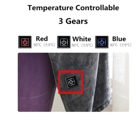 Winter Heated Flannel Blanket – USB Electric Body Warmer & Warm Shawl