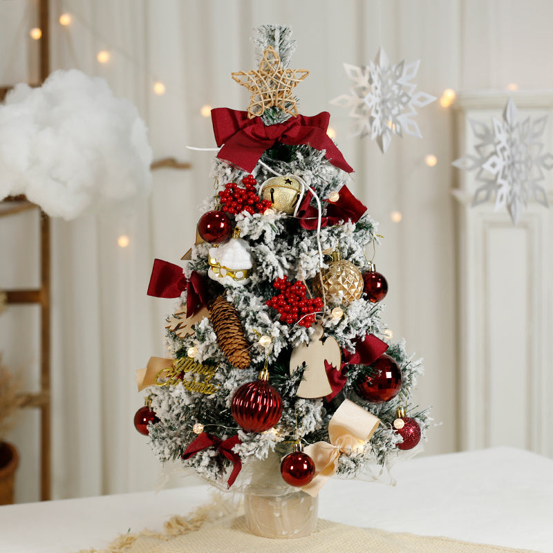 60cm Flocking Christmas Wreath & Desktop Ornament with Lights – Golden & Red Fruit Models
