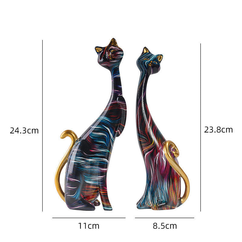 Kitty Ornaments – Artistic Resin Cat Figurines for Home Living Room Décor