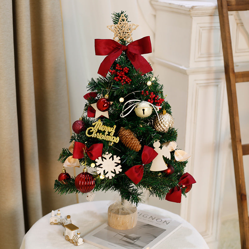 60cm Flocking Christmas Wreath & Desktop Ornament with Lights – Golden & Red Fruit Models