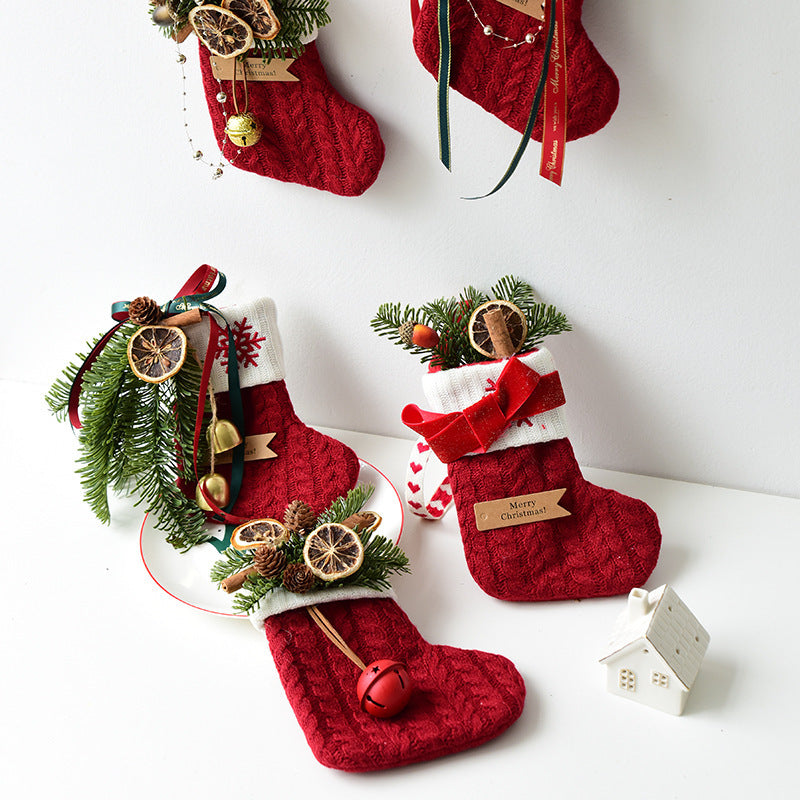 Knitted Christmas Stockings – Festive Holiday Decoration for Home & Scene Layout