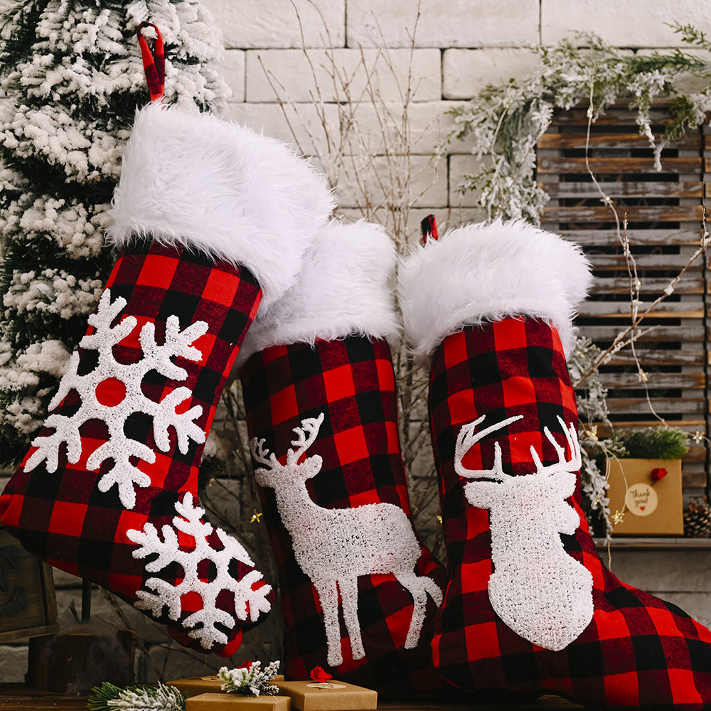 Red & Black Plaid Christmas Stockings – Festival Decoration Pendant