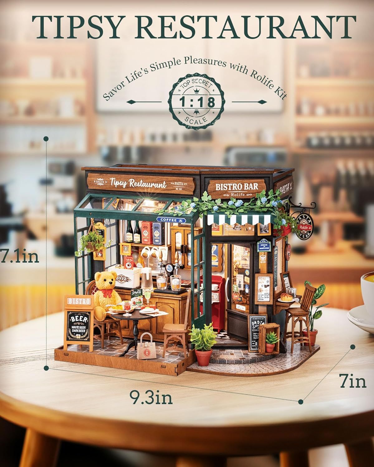 Rolife DIY Miniature House Kit — Tipsy Restaurant Model Craft for Adults