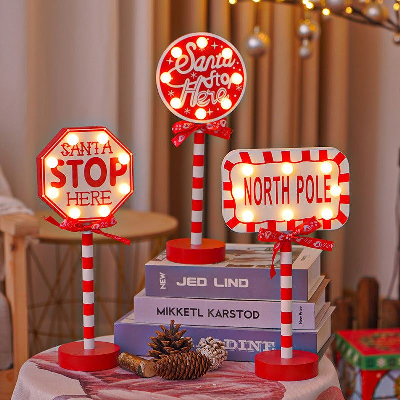 Christmas Road STOP Decorative Wooden LED Lights – Festive holiday atmosphere lamp by Pixel & Parcel Co. UK