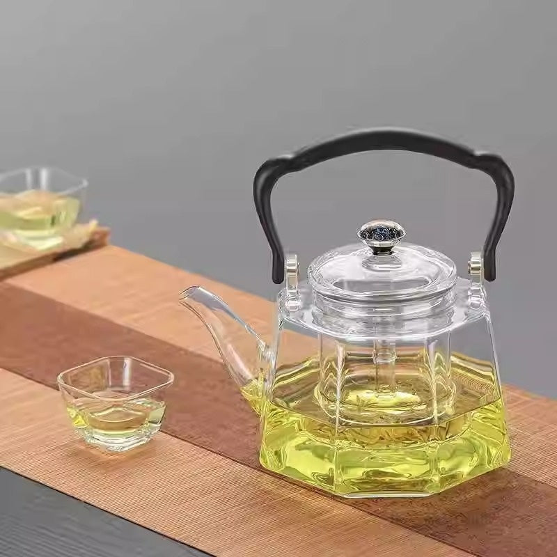 Large Capacity Glass Teapot Kettle — Clear Serving Pot