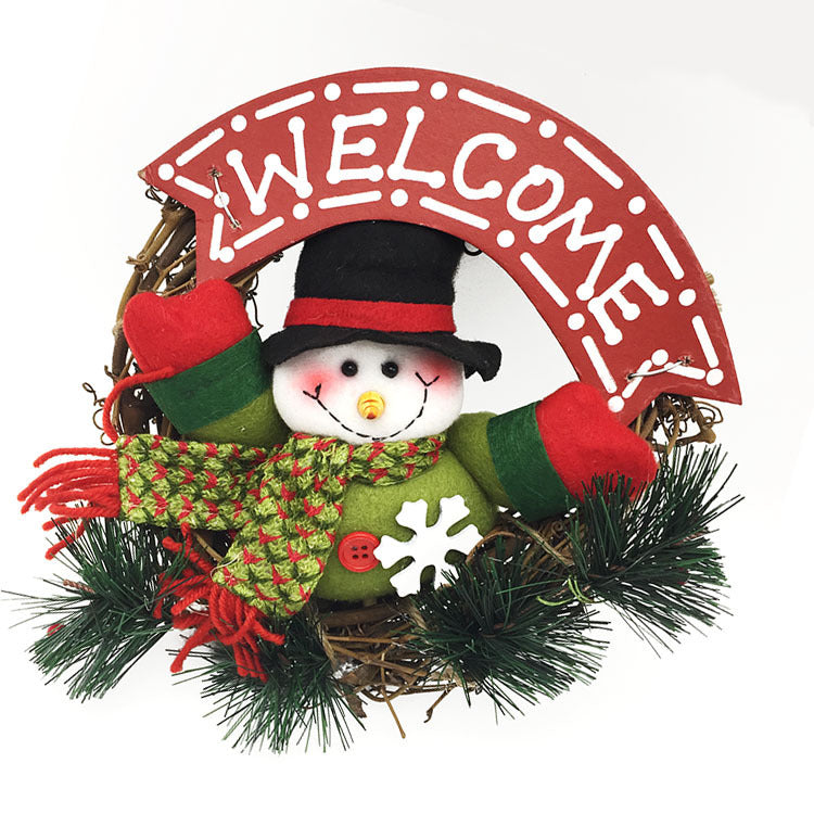 Small Wooden Christmas Wreath – Santa Claus, Snowman & Elk Vine Ring Ornament | Pixel & Parcel Co.