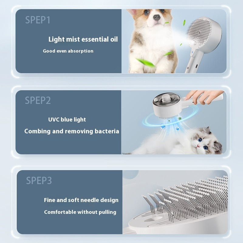 Animal Hair Remover Steam Brush – Self-Cleaning Grooming Brush for Dogs & Cats