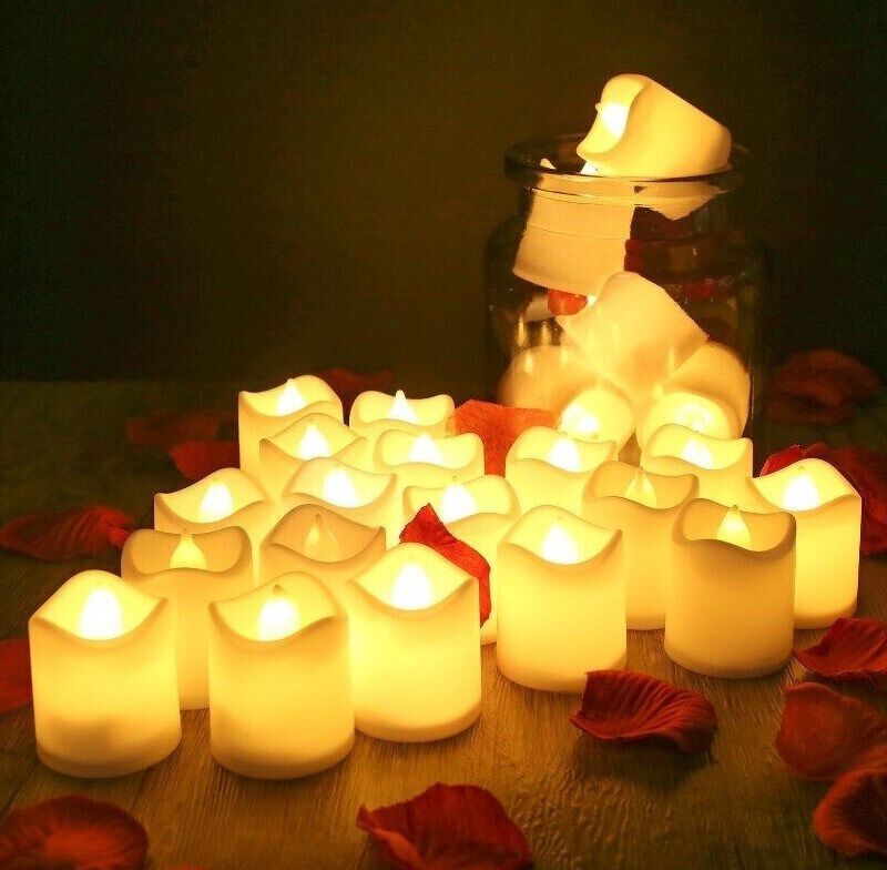 24PCS LED Tea Light Candles – Flameless Battery Operated Wedding & Party Decoration (UK)