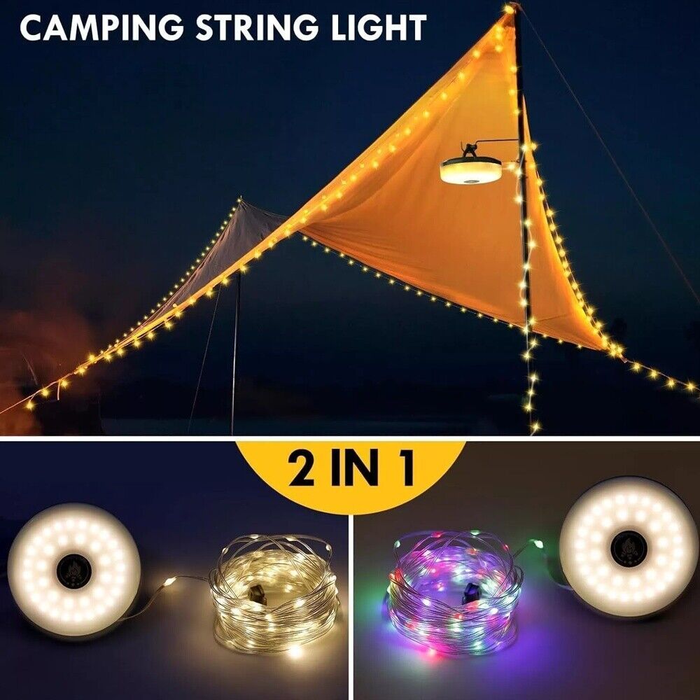 10M Outdoor Camping String Lights – Festival Tent Hanging Lamps with USB Charging