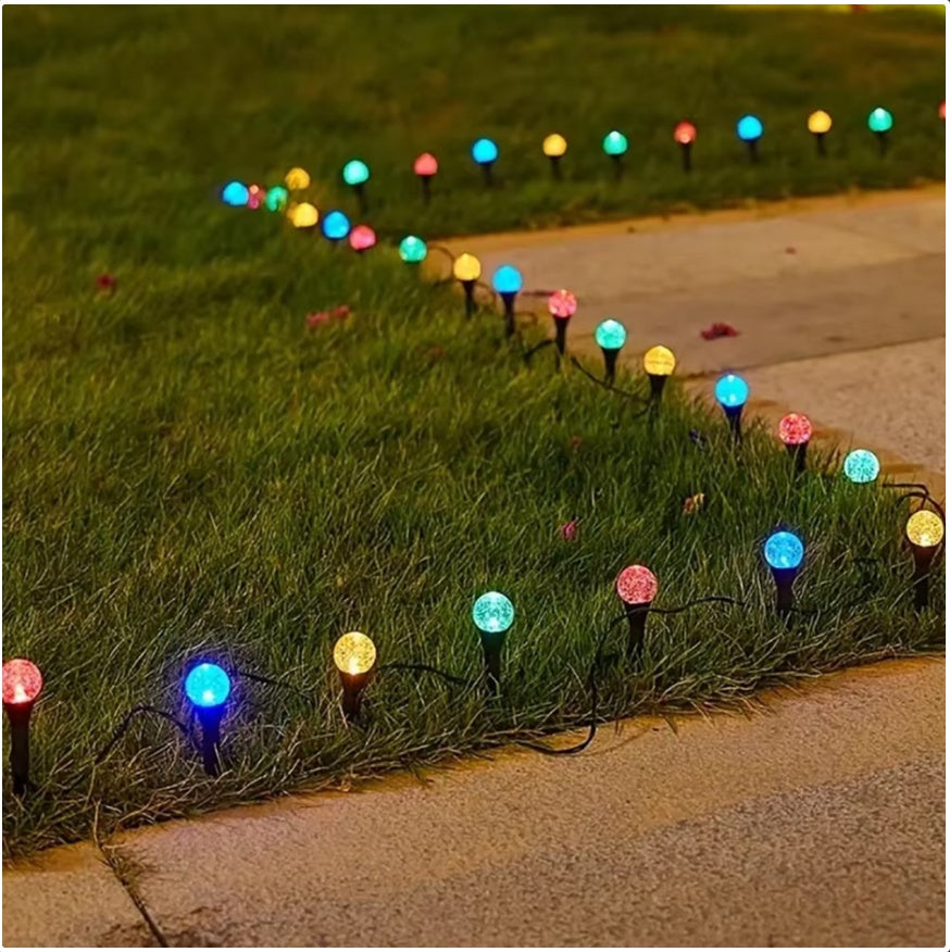 Solar LED Stake Lights – Multi-Coloured 20 Ball Outdoor Garden & Path Lighting