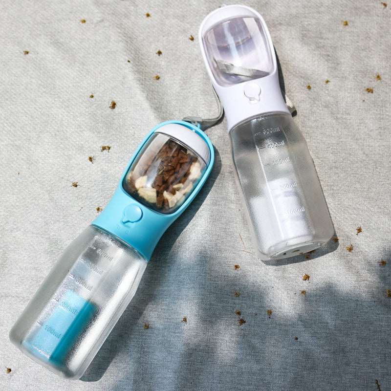 Portable 3-in-1 Pet Water Bottle & Food Feeder with Poop Bag Dispenser – Leak-Proof Dog & Cat Travel Bottle