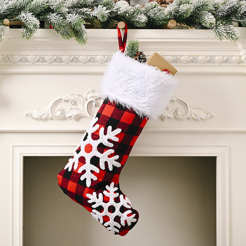 Red & Black Plaid Christmas Stockings – Festival Decoration Pendant