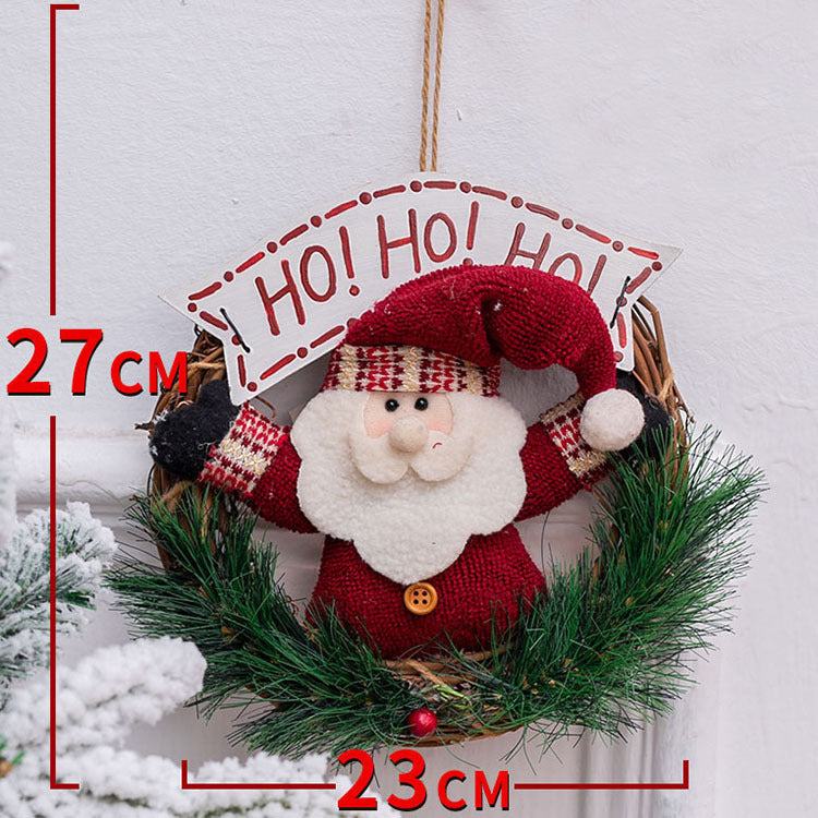 Small Wooden Christmas Wreath – Santa Claus, Snowman & Elk Vine Ring Ornament | Pixel & Parcel Co.