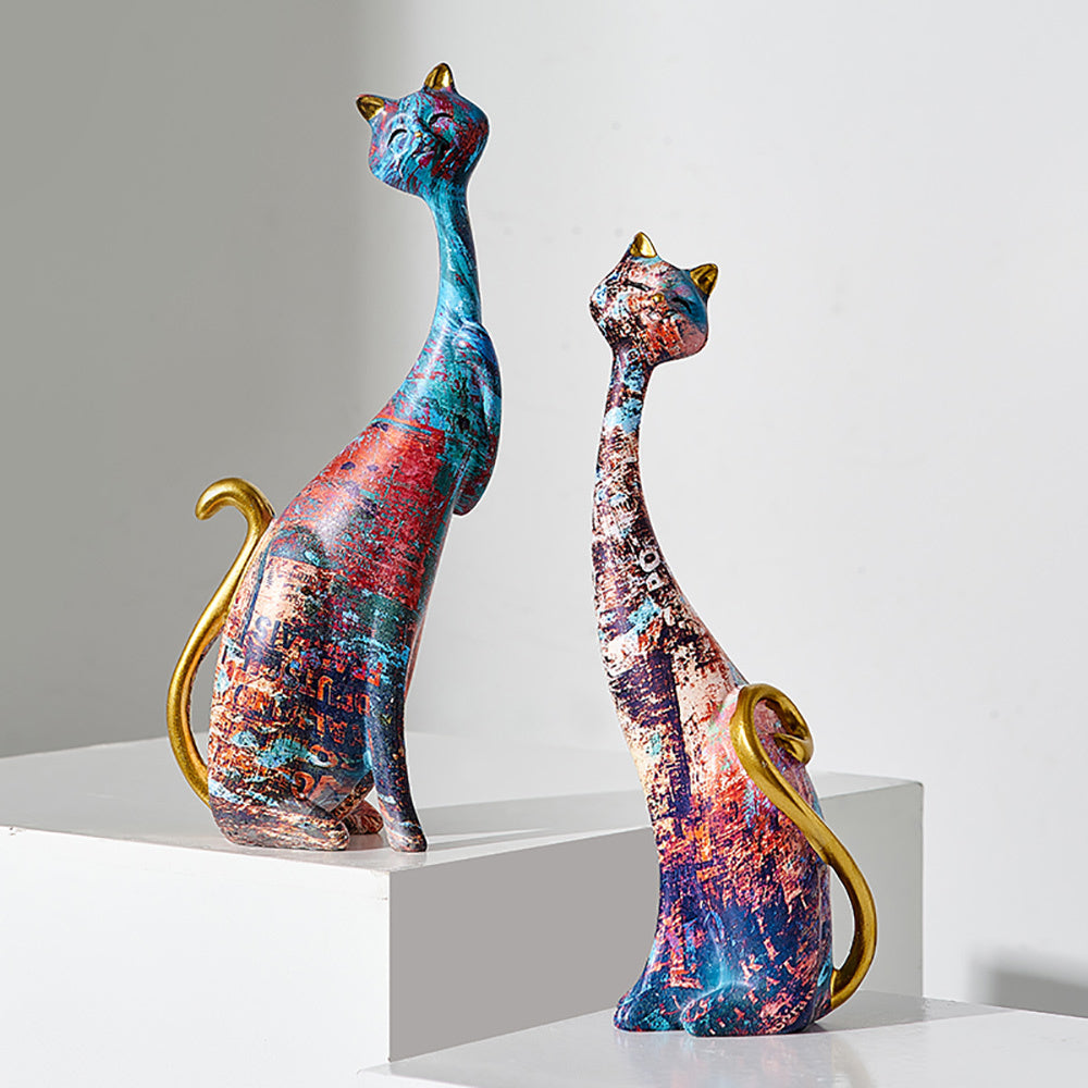 Kitty Ornaments – Artistic Resin Cat Figurines for Home Living Room Décor