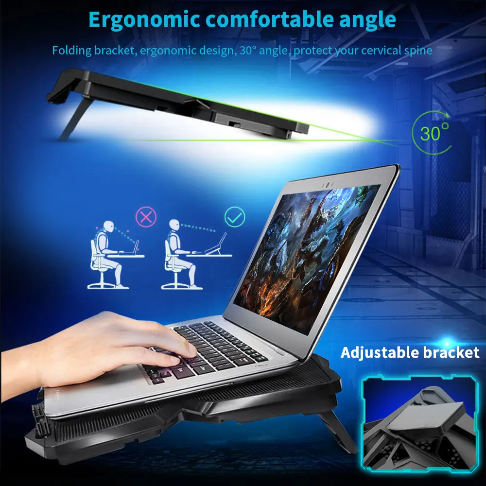 High-Performance Laptop Cooler Pad – 4 LED Fans & 2 USB Ports (14″-17″)