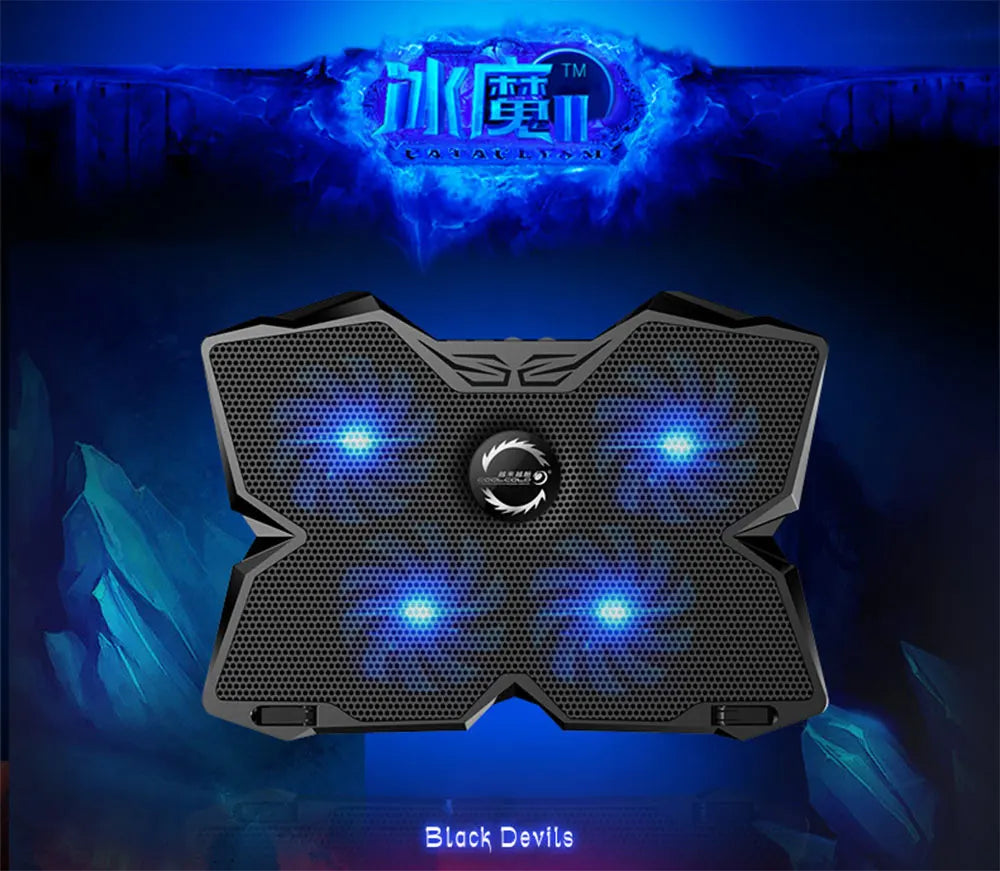 High-Performance Laptop Cooler Pad – 4 LED Fans & 2 USB Ports (14″-17″)