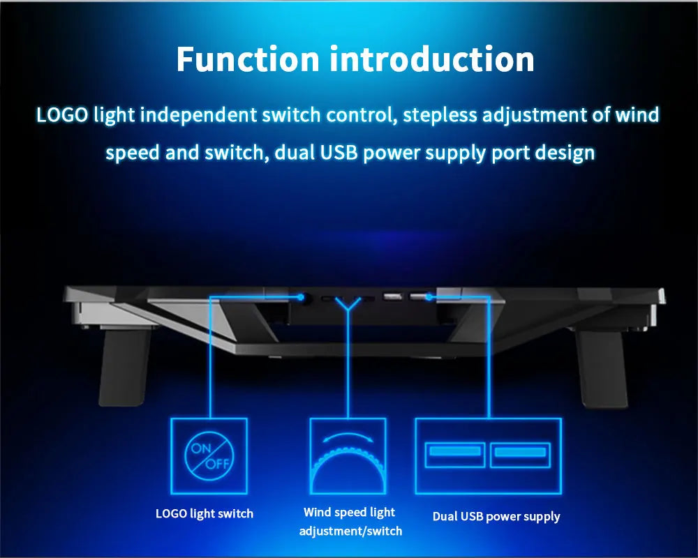 High-Performance Laptop Cooler Pad – 4 LED Fans & 2 USB Ports (14″-17″)
