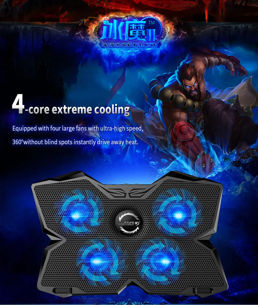 High-Performance Laptop Cooler Pad – 4 LED Fans & 2 USB Ports (14″-17″)