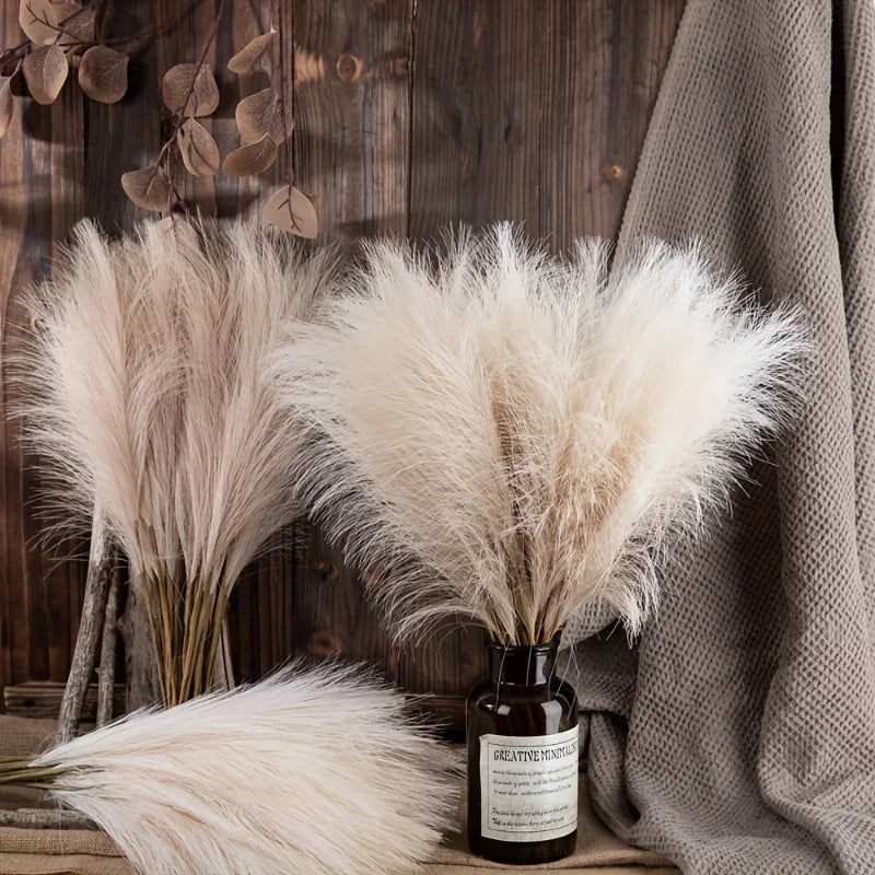 10 Stems Faux Pampas Grass – Tall Boho Vase Decor (Floor / Rustic / Farmhouse)