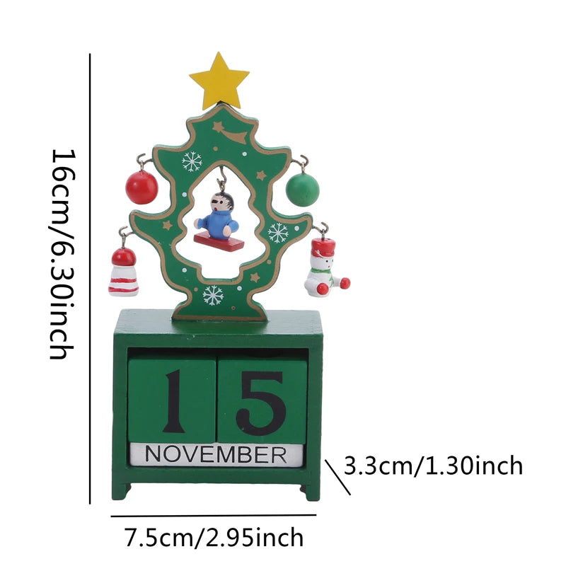 Christmas Countdown Calendar – Wooden Santa, Elk & Snowman Ornament