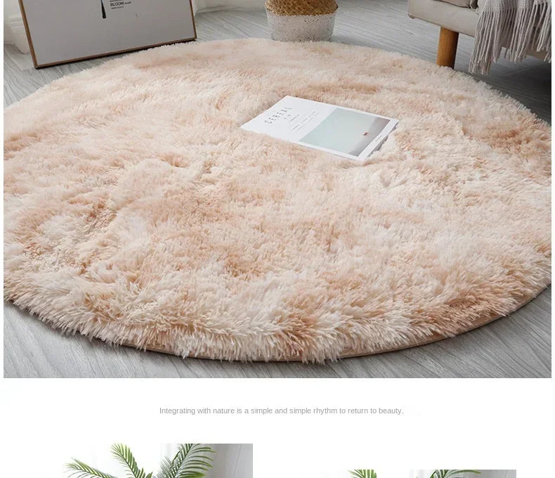 Super Soft Plush Round Rug – Fluffy White Thick Pile Accent Carpet