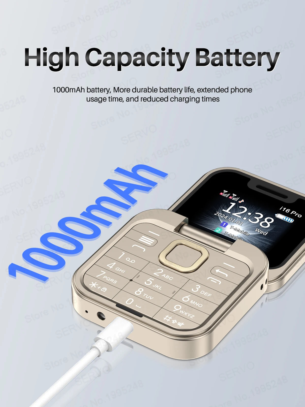 SERVO i16PRO Flip Mini Phone – 2G GSM Dual SIM, Magic Voice & FM Radio
