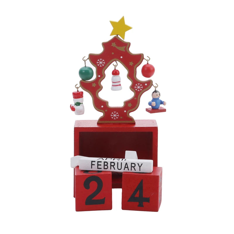 Christmas Countdown Calendar – Wooden Santa, Elk & Snowman Ornament
