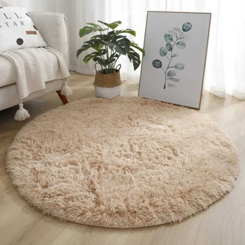 Super Soft Plush Round Rug – Fluffy White Thick Pile Accent Carpet
