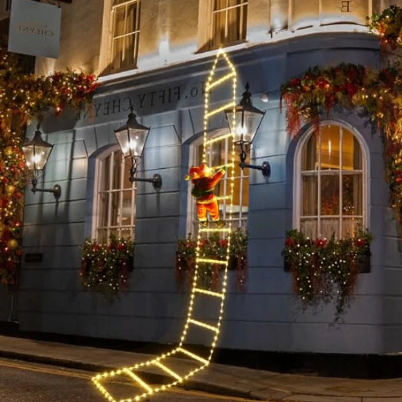 led santa climbing ladder light