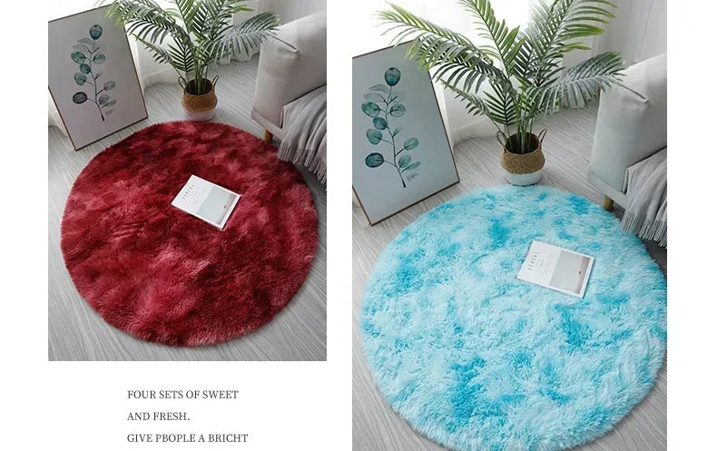 Super Soft Plush Round Rug – Fluffy White Thick Pile Accent Carpet
