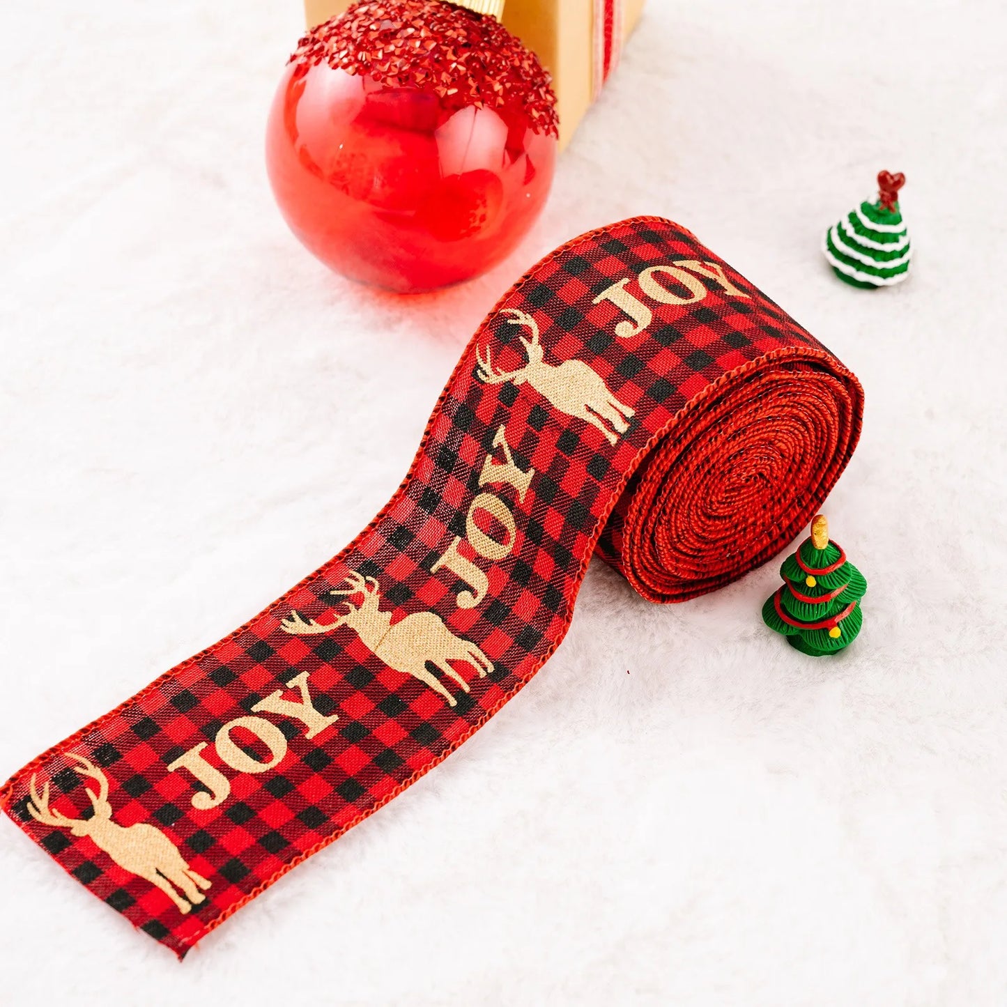 Christmas Burlap Fabric Ribbon – Wired Jute Decorative Ribbon for Trees & Crafts