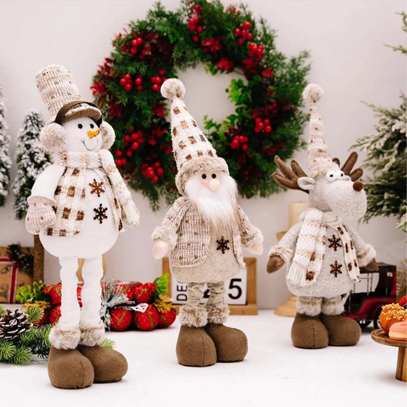 Christmas Extendable Plush Decoration – Santa, Snowman & Reindeer Tabletop Ornaments