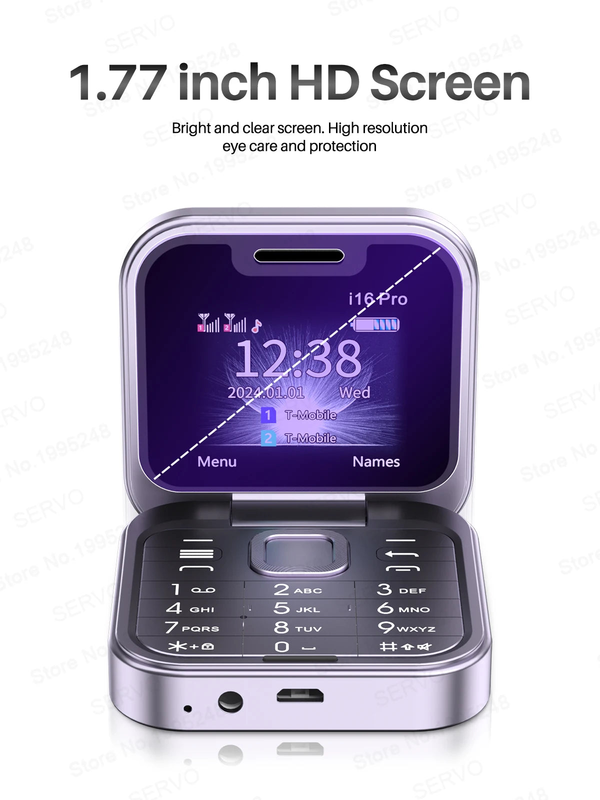 SERVO i16PRO Flip Mini Phone – 2G GSM Dual SIM, Magic Voice & FM Radio