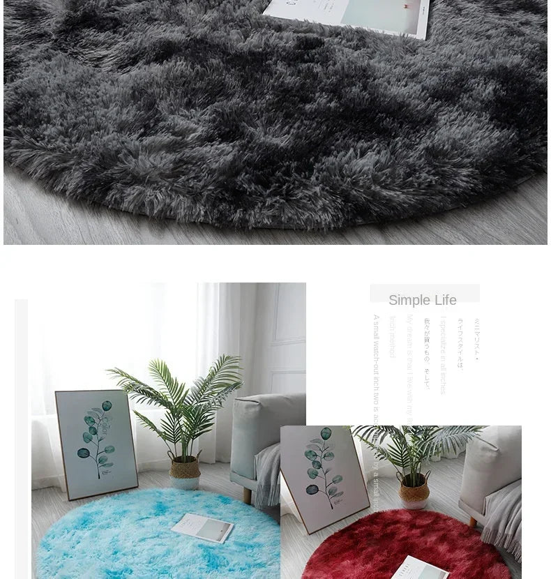 Super Soft Plush Round Rug – Fluffy White Thick Pile Accent Carpet