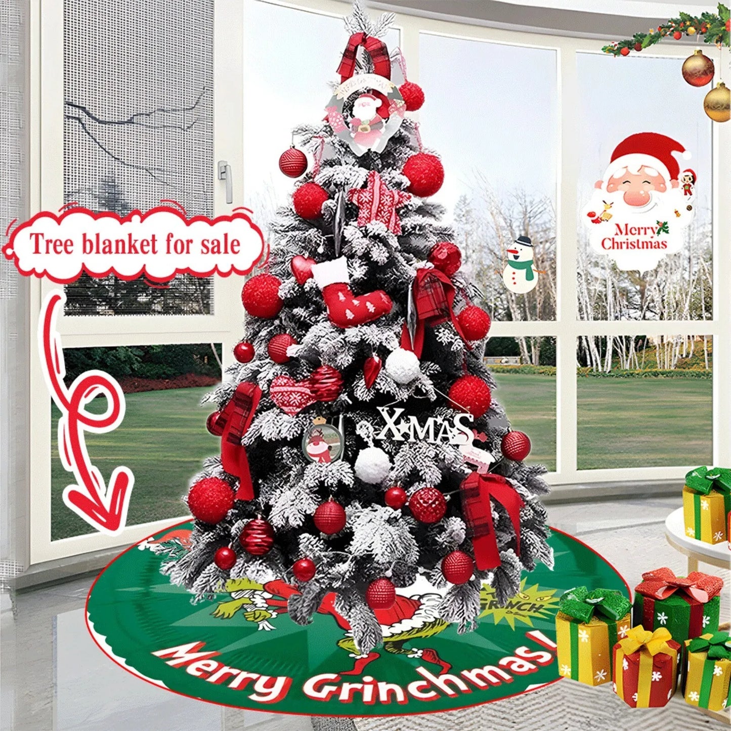 Christmas Tree Skirt – Faux Fur / Velvet Holiday Base Cover