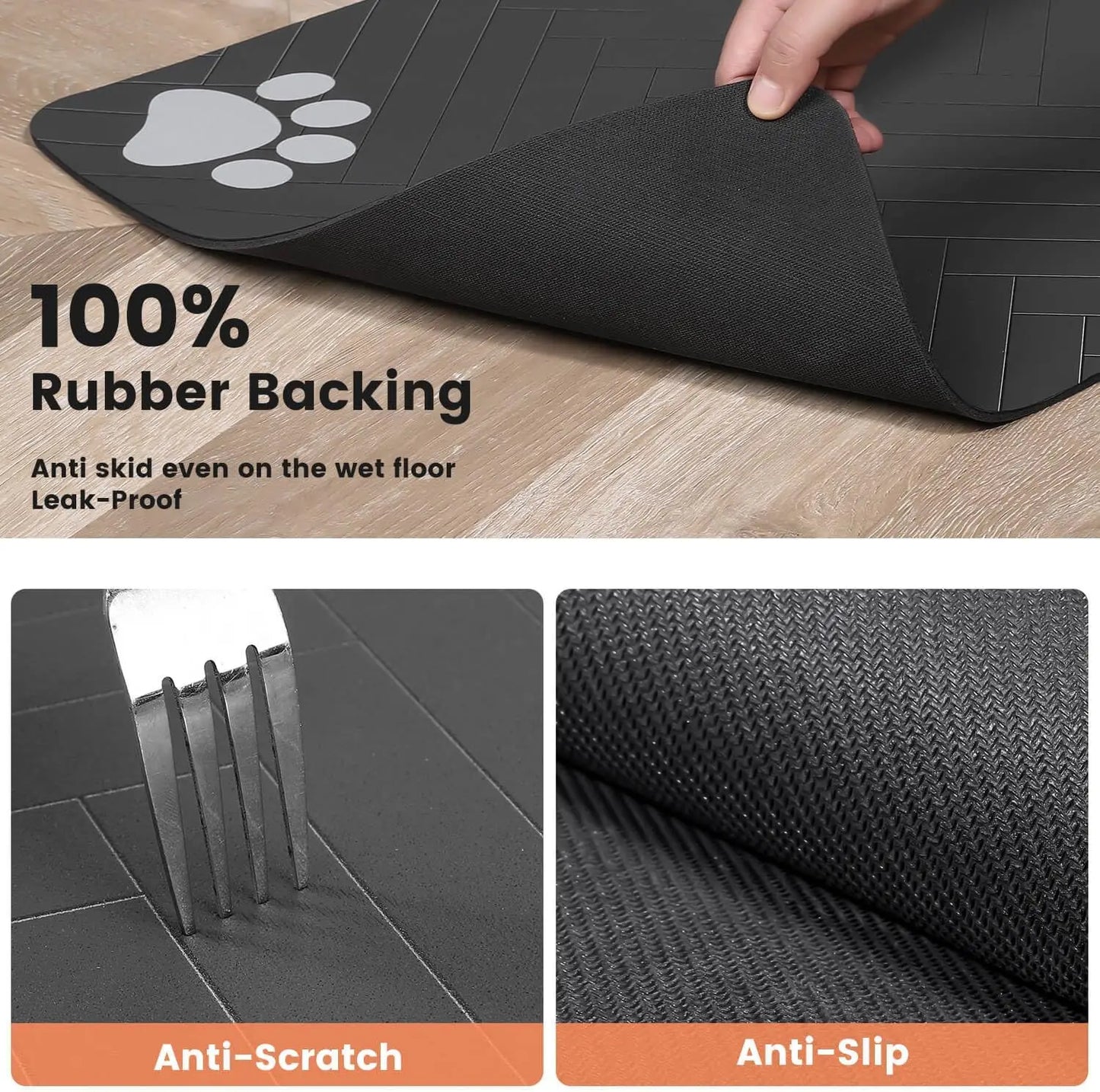 Pet Feeding Mat – Absorbent Placemat with Waterproof Rubber Backing for Dog & Cat Bowls
