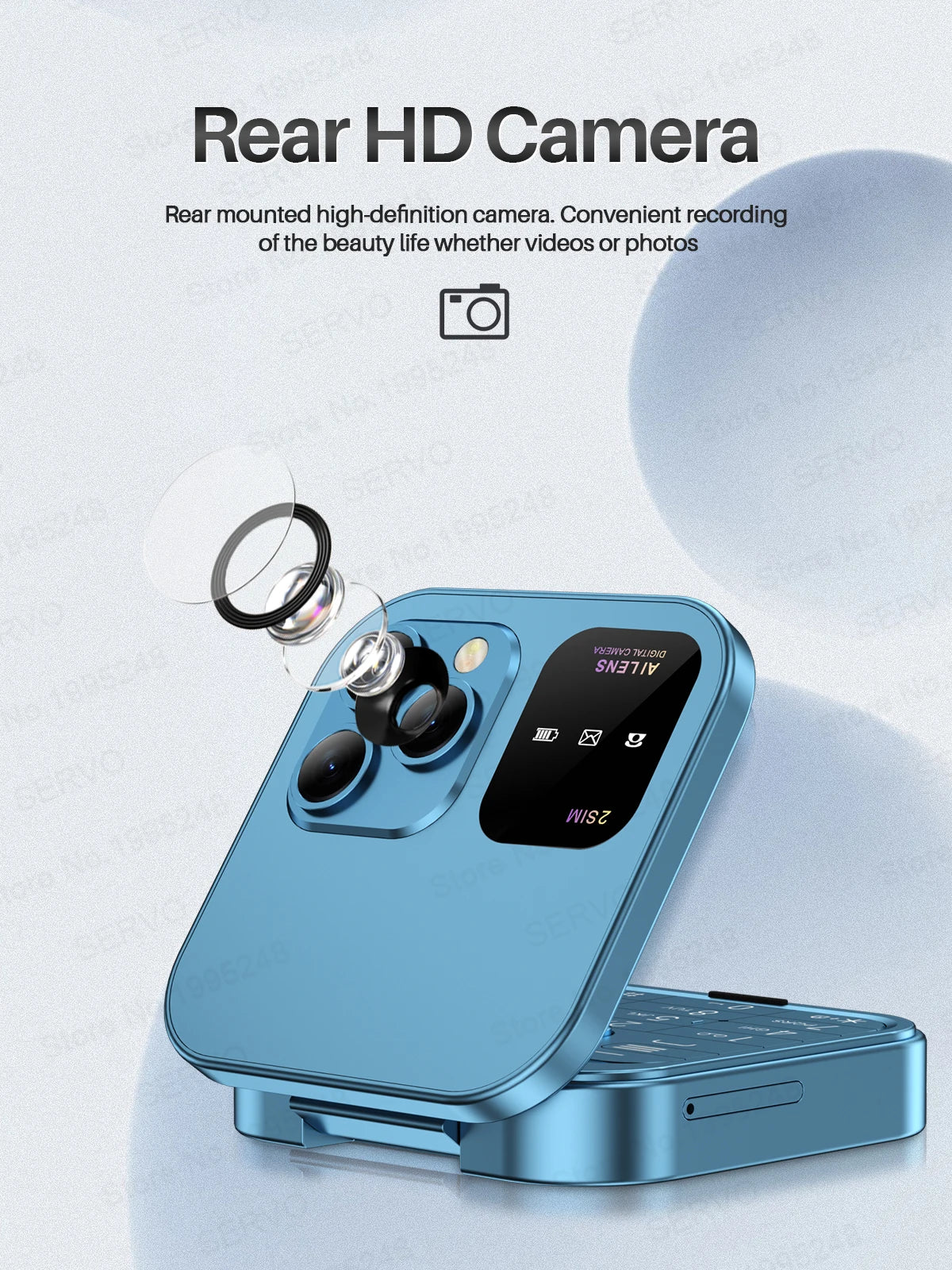 SERVO i16PRO Flip Mini Phone – 2G GSM Dual SIM, Magic Voice & FM Radio