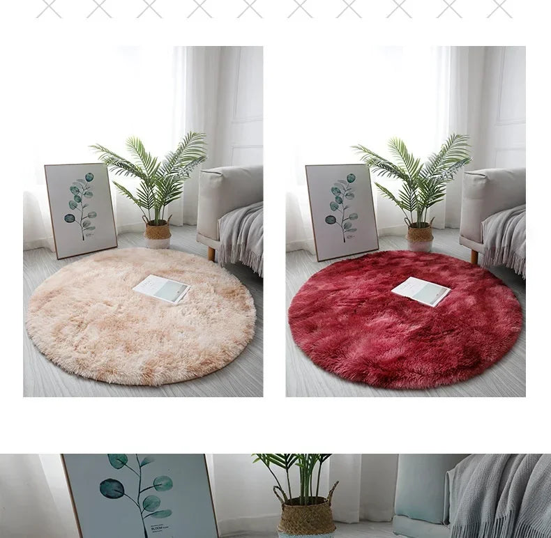 Super Soft Plush Round Rug – Fluffy White Thick Pile Accent Carpet
