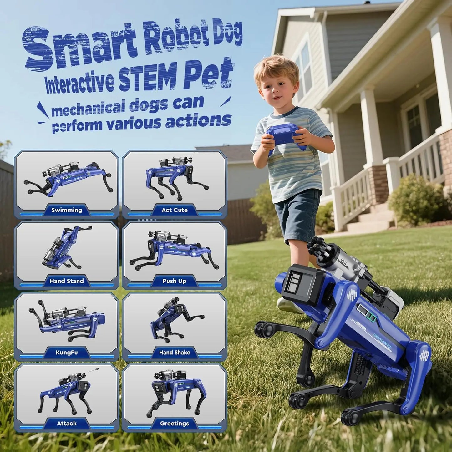 AI Simulation Robot Dog – Voice Command, App Control & Acrobatic Interactive Robot