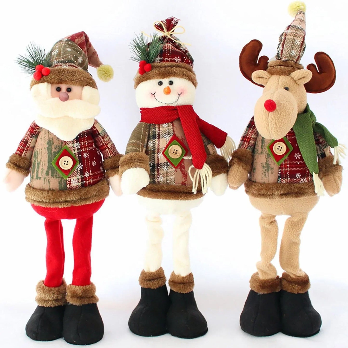 Christmas Plush Dolls – Santa, Snowman & Reindeer Set / Individually