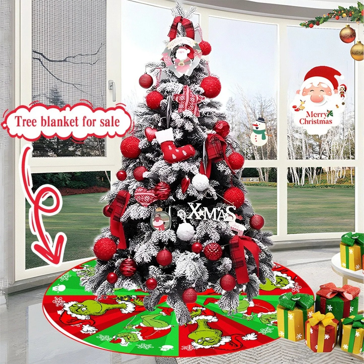 Christmas Tree Skirt – Faux Fur / Velvet Holiday Base Cover