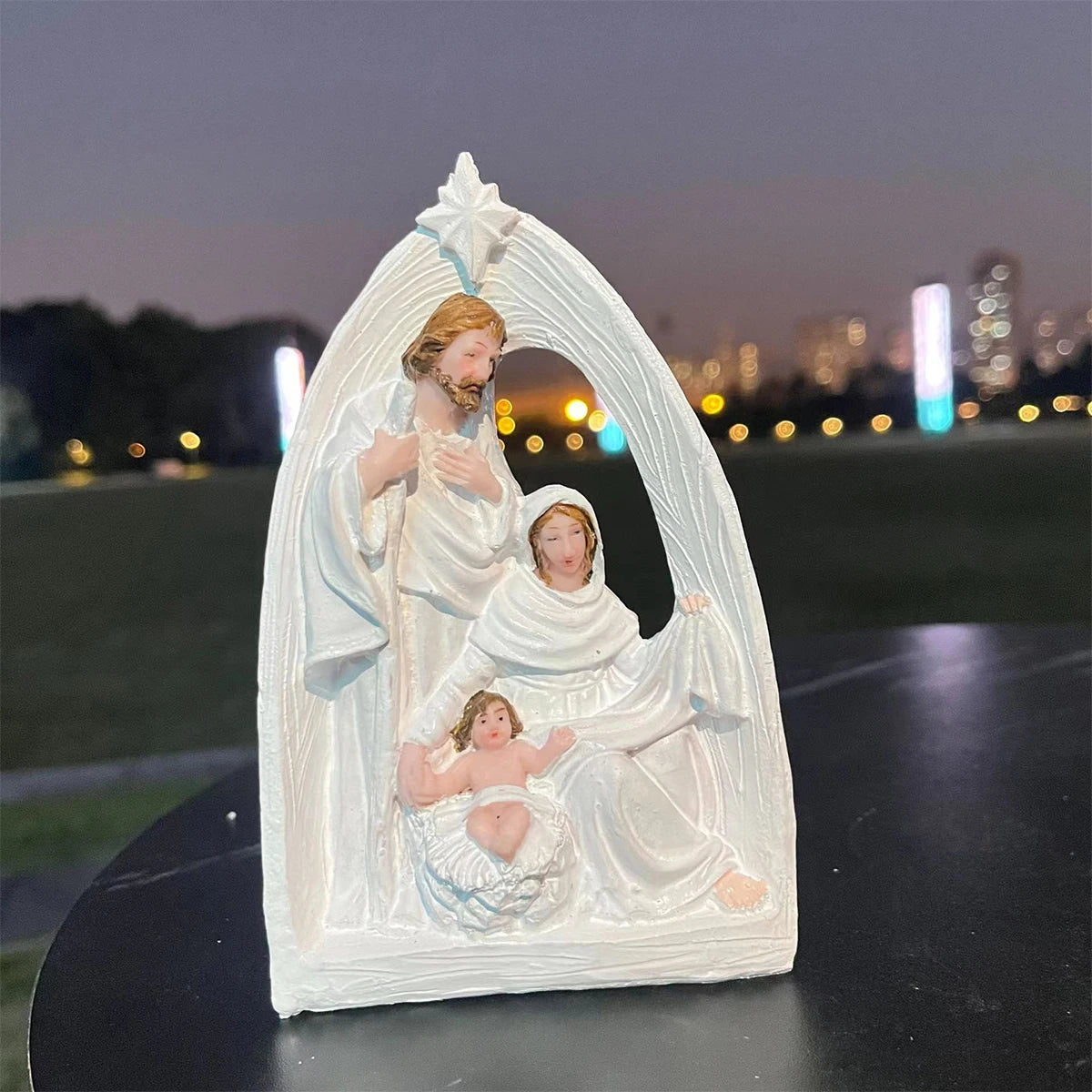 Mary Joseph Baby Jesus resin ornament