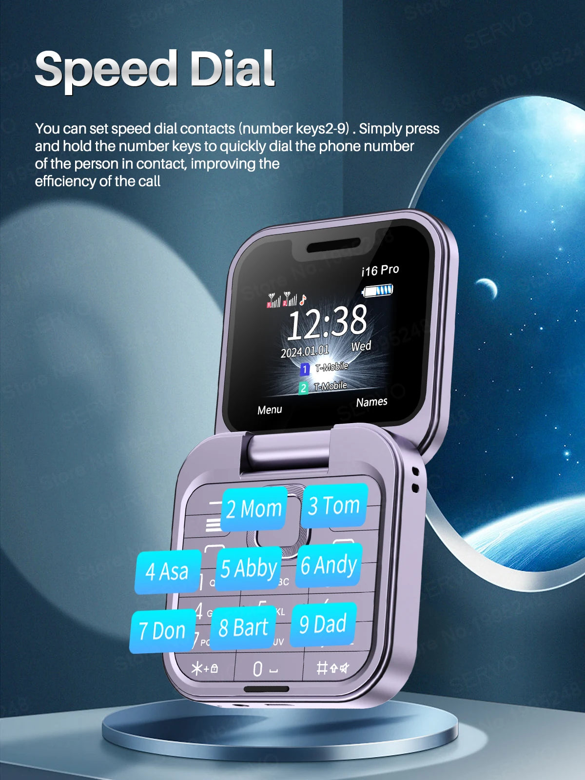 SERVO i16PRO Flip Mini Phone – 2G GSM Dual SIM, Magic Voice & FM Radio