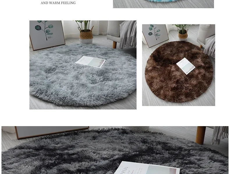 Super Soft Plush Round Rug – Fluffy White Thick Pile Accent Carpet